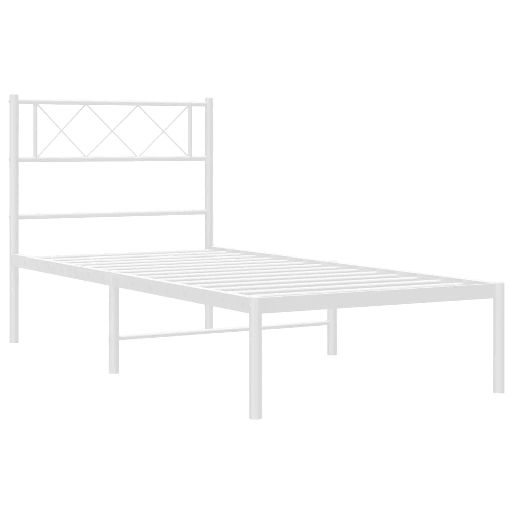 Giroletto con Testiera Metallo Bianco 90x200 cm 372319