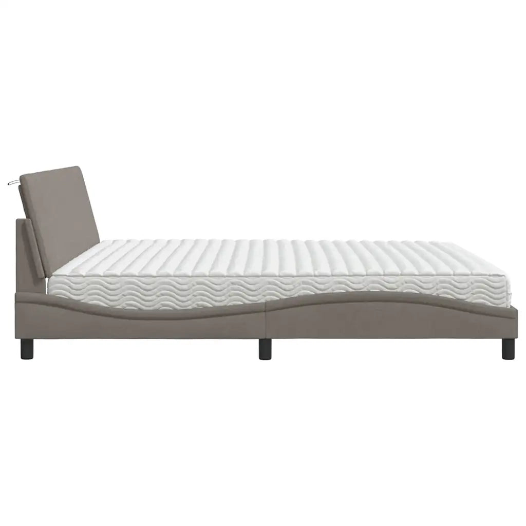 Letto con Materasso Hanko Tortora 200x200 cm in Tessuto 3310556