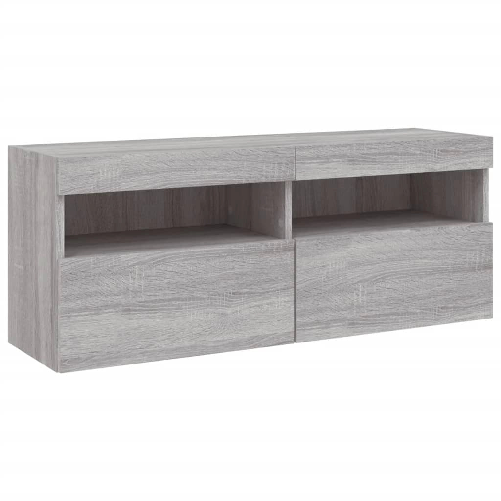 Mobile TV multimediale mensola TV credenza mobile TV sala da pranzo soggiorno camera da letto mobile da parete con luci LED Sonoma 100 x 30 x 40 cm grigio 02_0028032