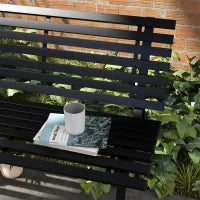 Panchina da Esterno in Alluminio a 2 Posti a Doghe, 123x67x79cm, Nero