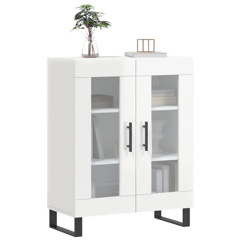 Credenza-Buffet-Armadio da cucina 69,5x34x90 cm in Legno Multistrato Bianco Lucido 638684