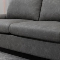 Divano 3 Posti Reclinabile e Imbottito con Braccioli Regolabili, in PU, Legno e Metallo, 200x88x86 cm, Grigio
