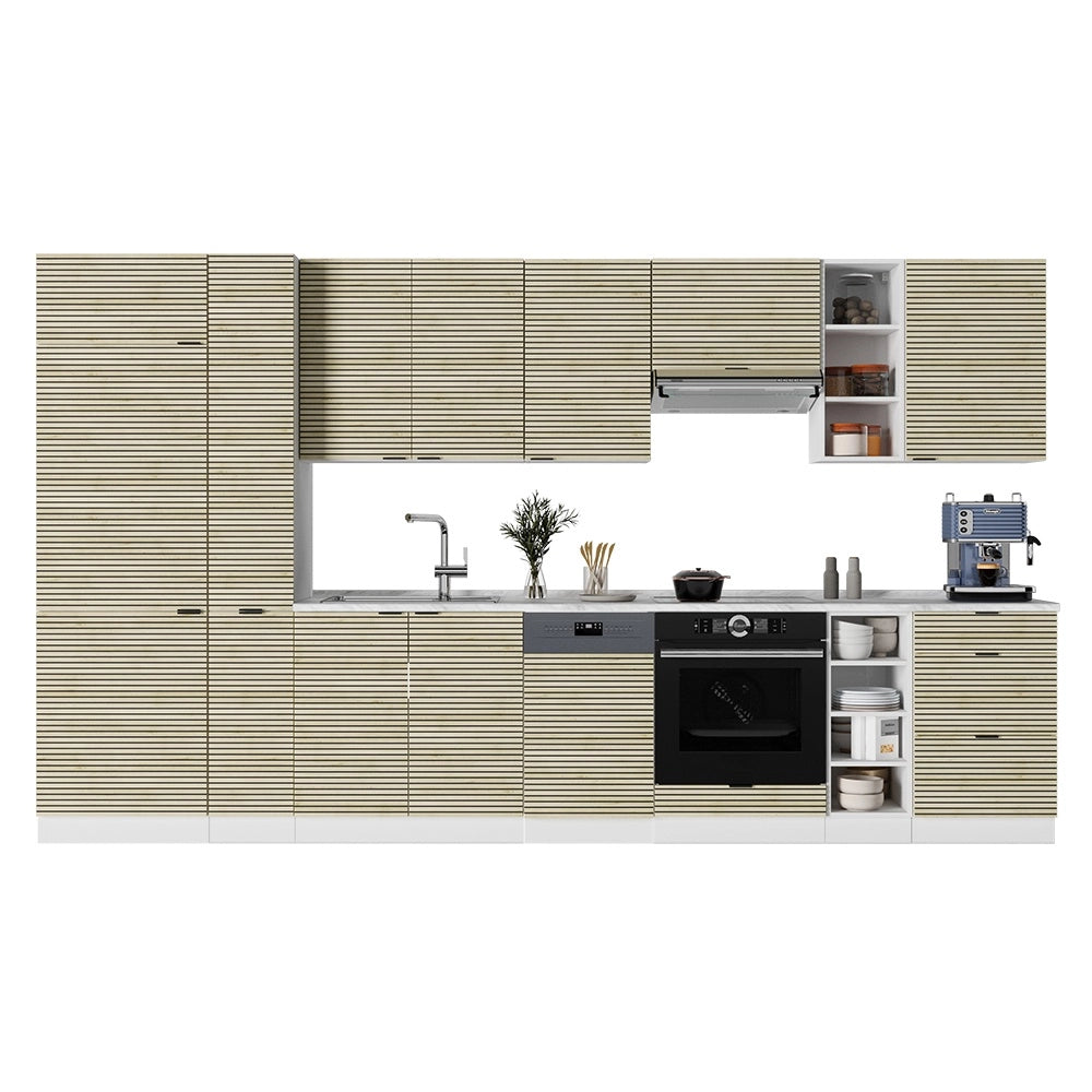 Cucina componibile Fame-Line Pannello in quercia/Bianco 355 cm, PL Rovere Vicco