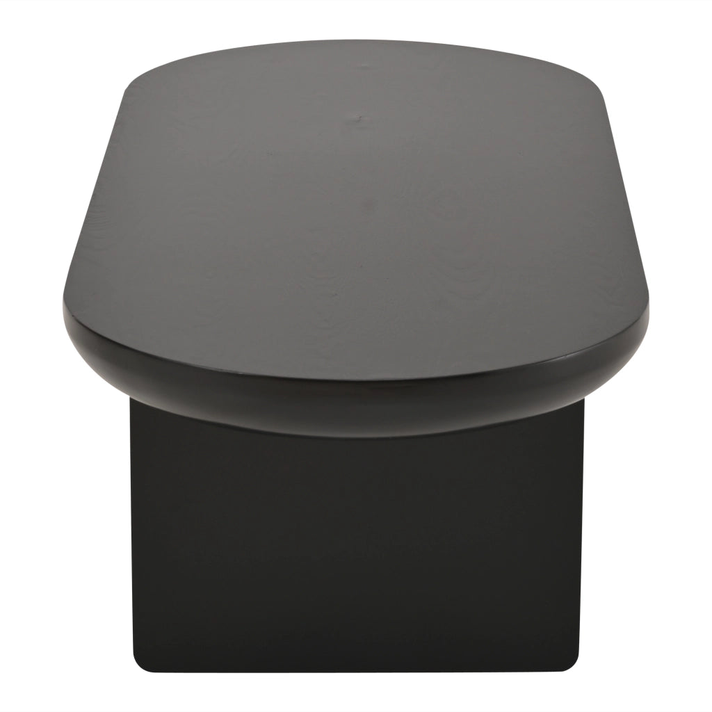 Tavolino da caffè con piano ovale e 2 gambe per soggiorno in MDF 119.7×49.8×35.5 cm nero