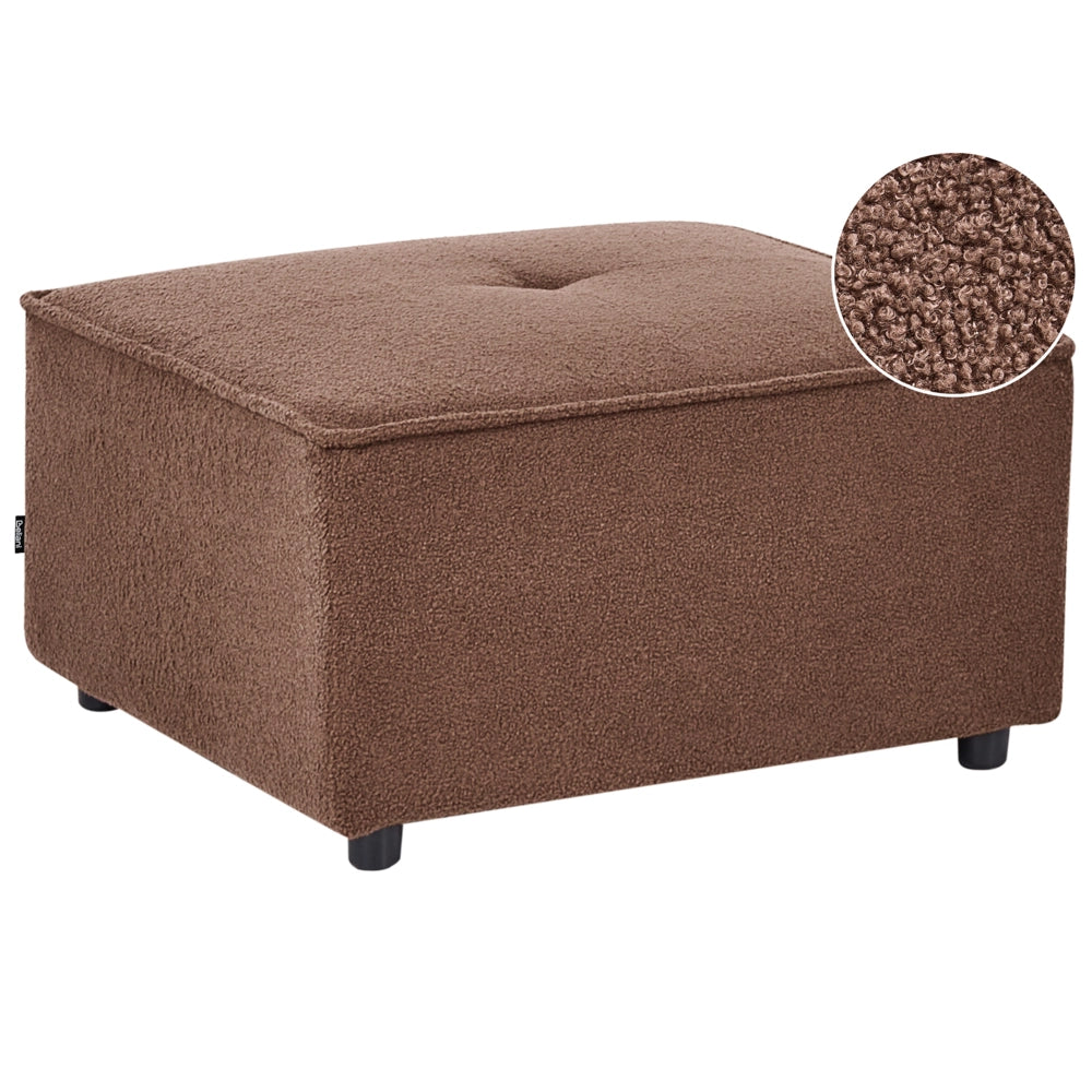 Pouf rettangolare in bouclé marrone stile moderno
