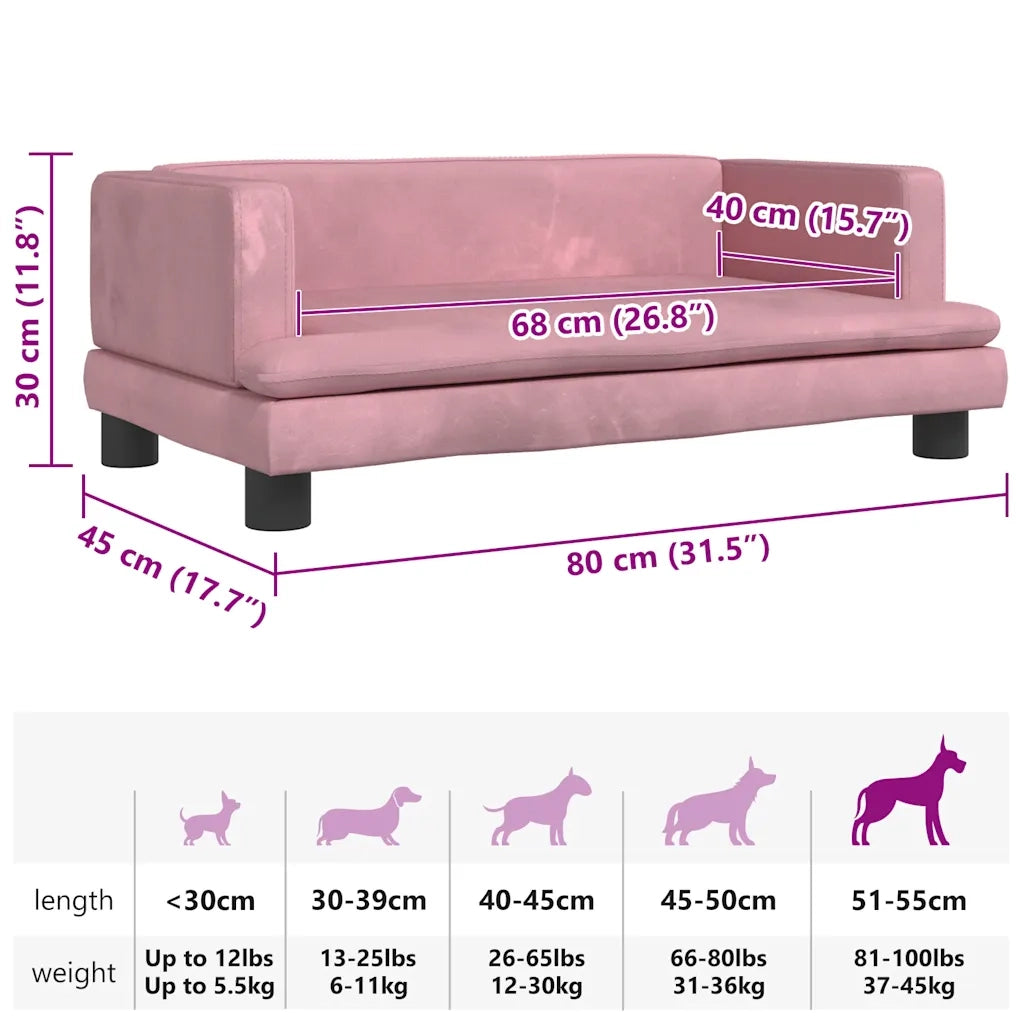 Lettino per Cani Rosa 80x45x30 cm in Velluto 171897