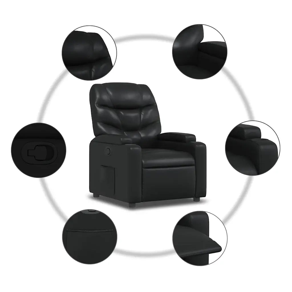 Divano Sedia-Poltrona reclinabile nera in similpelle 668754