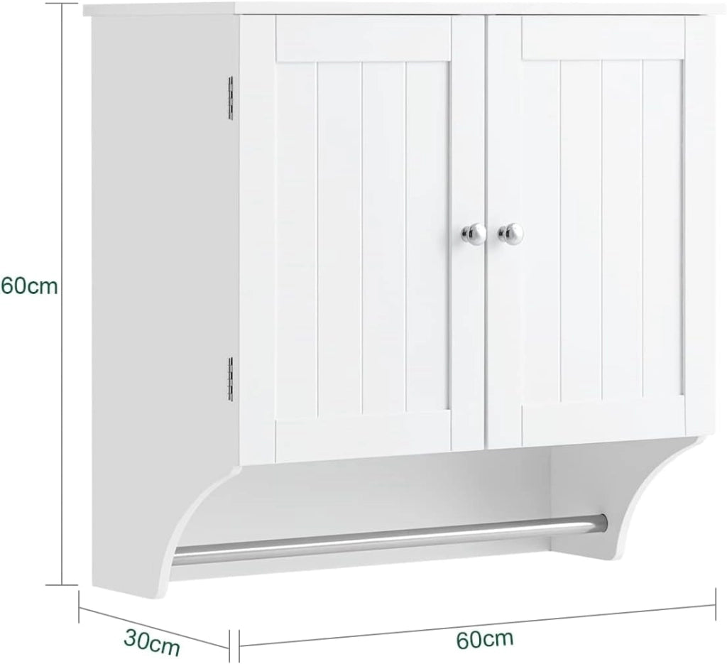 Pensile Bagno Mobile Bagno Sospeso con Mensola, Design Salvaspazio, Regali Regolabili, 60x30x60 cm, per Bagni Piccoli e Cucine BZR84-W