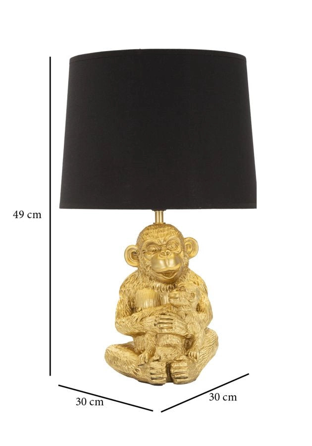 Lampada da tavolo Monkey Mum con design creativo e paralume in tessuto nero cm ø 30x49