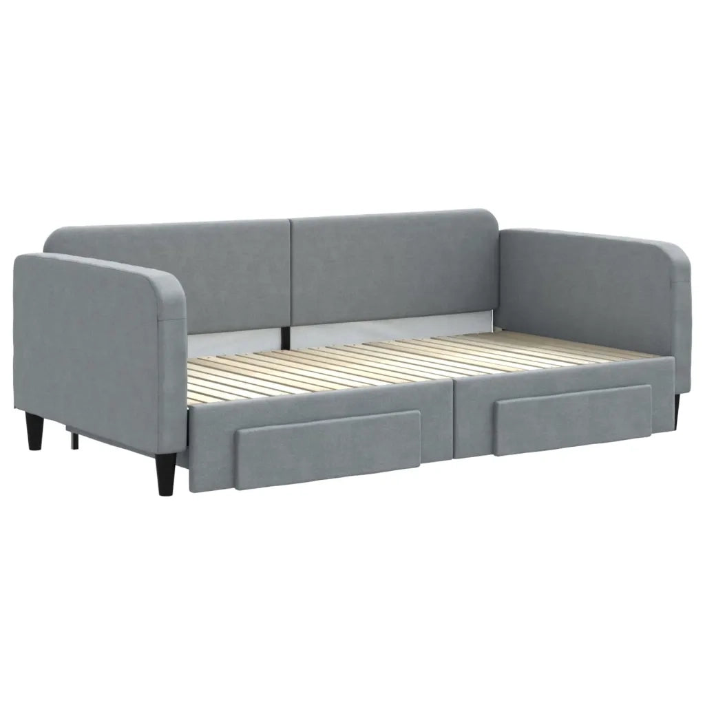 Divano letto | Sof¨¤ letto | Letto singolo Estraibile Cassetti Grigio Chiaro 100x200 Tessuto