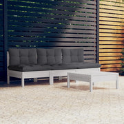 Set Divani da Giardino 4 pz con Cuscini Antracite Legno di Pino 3096083