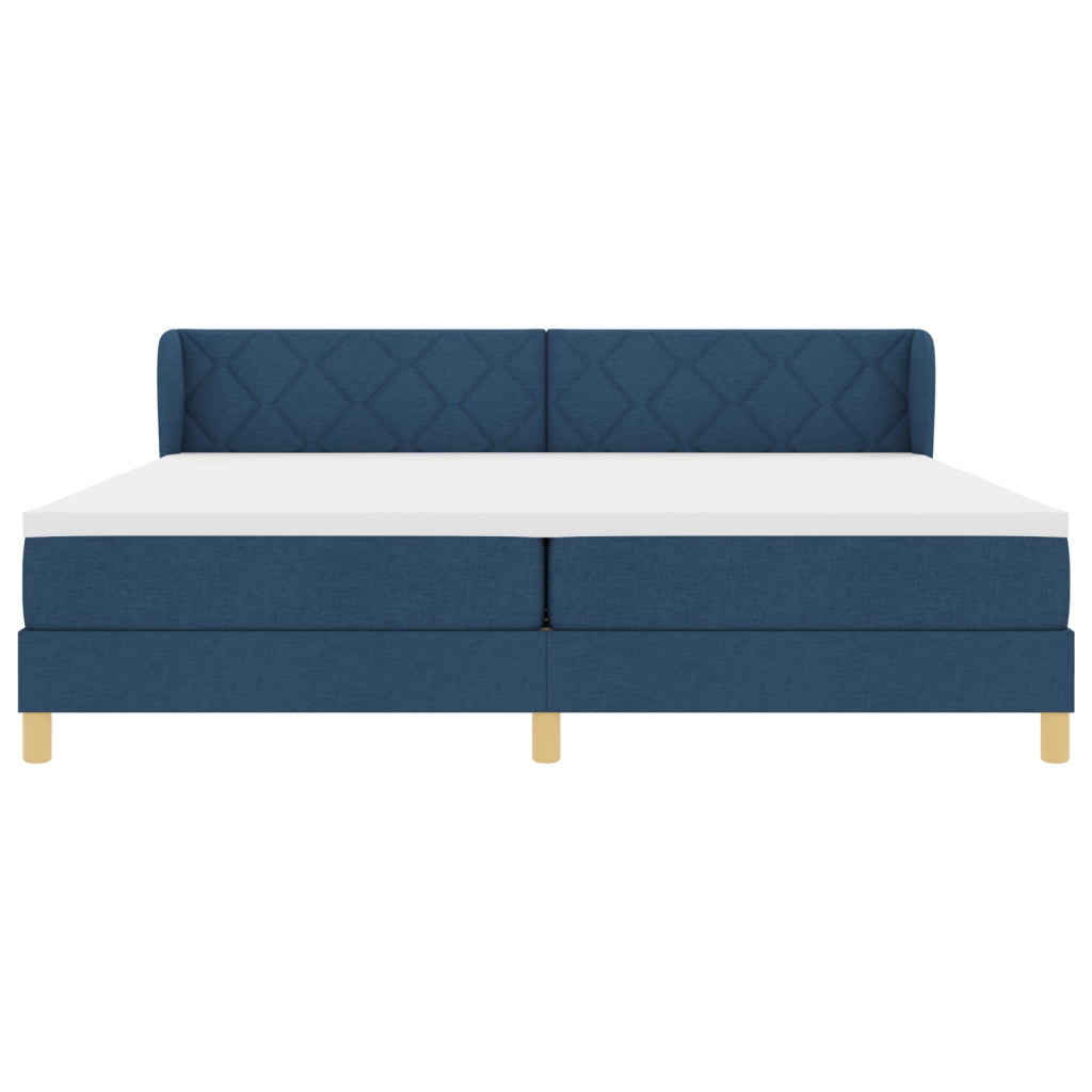 Letto Box Spring  con Materasso Blu 200x200 cm in Tessuto
