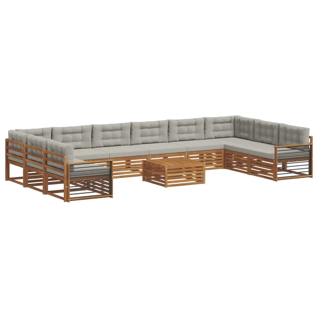 Set divani con cuscino 11 pcs Grigio Naturale e Chiaro