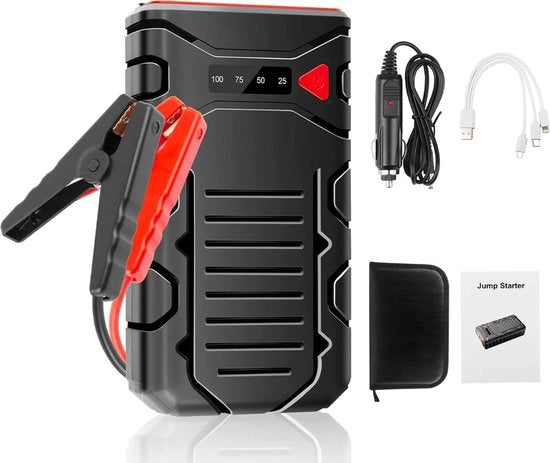 Pacchetto di Avviamento Portatile - 12V, 600A Pico, 27000mAh Batteria Lithio Portatile con Cavi di Avviamento - Per Motrici a Benzina e Diesel fino a 5.0L e 2.0L