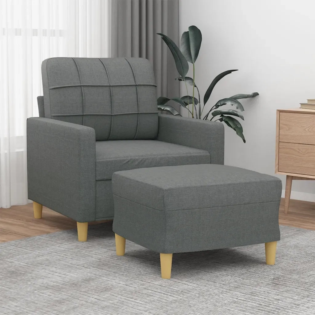 Divano Sedia-Poltrona con Poggiapiedi Grigio Scuro 60 cm in Tessuto 443523