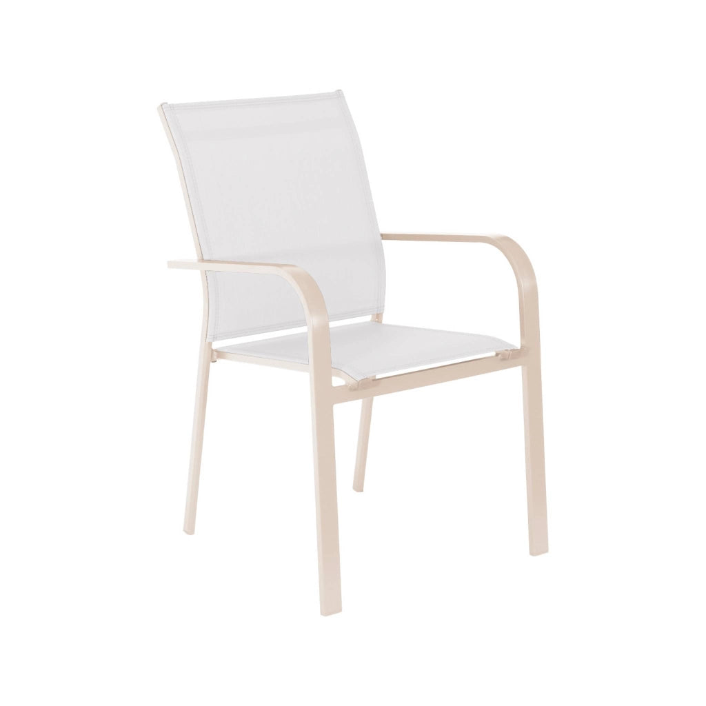Set 2 sedie da giardino impilabili in alluminio e textilene, beige