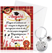 Carta di Graduazione 2023 - Carta di Auguri per l'Affidamento degli Studi - Set di Carte di Auguri - Buste - Chiave da Parete - Regalo di Laurea