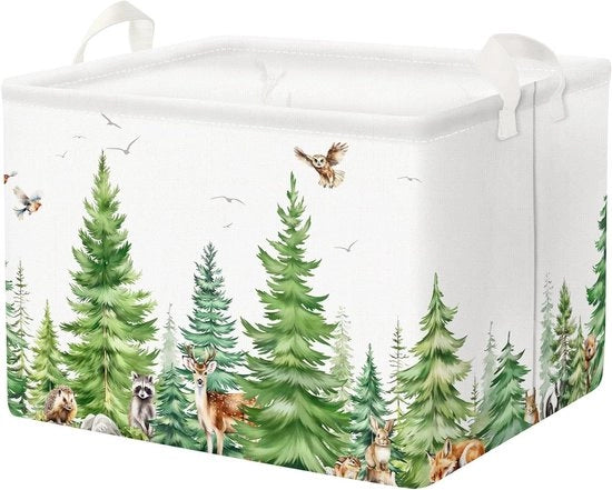 Cassa di stoccaggio grande - Bos di betulle con cervi, gufi e motivi animali, ripiegabile - 36L
