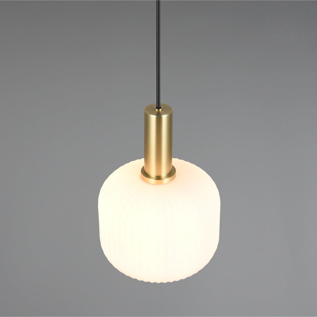 LAMPADARIO E27 DIVA 20CM OTTONE/VETRO RIGATO