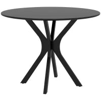 Tavolo da Pranzo Moderno Rotondo per 4 Persone in Acciaio e MDF, Ø100x75cm, Nero
