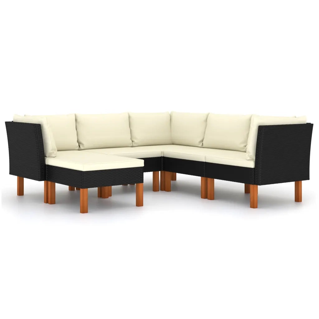 Set Divani da Giardino 6 pz con Cuscini in Polyrattan Nero 3059734