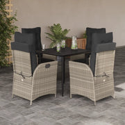 Set Pranzo da Giardino 5pz con Cuscini Grigio Chiaro Polyrattan 3213275