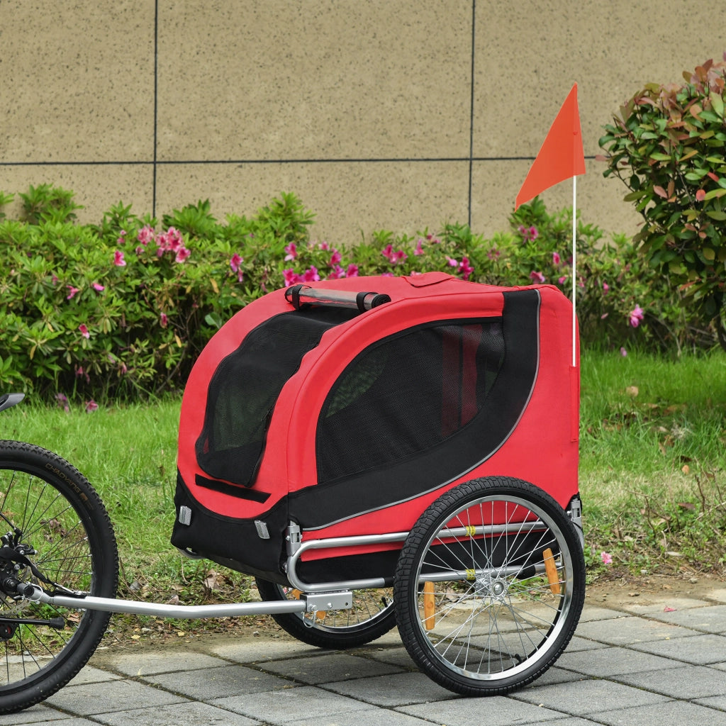 Rimorchio Bicicletta per Cani ¨C zephmum ¨C Rosso Nero 130x73x90 cm