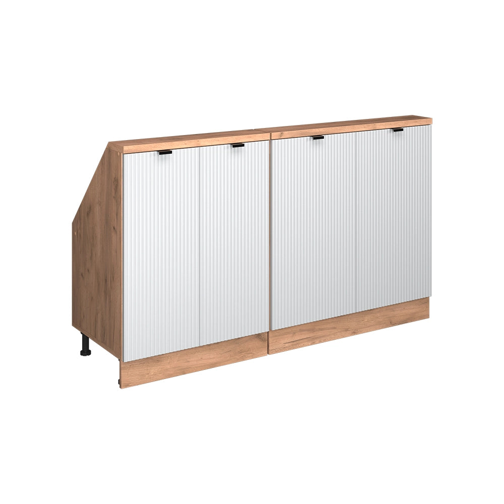 Mobile cucina sottotetto R-Line Ondulazione bianca/Rovere dorato 140 cm Set di 2 Vicco