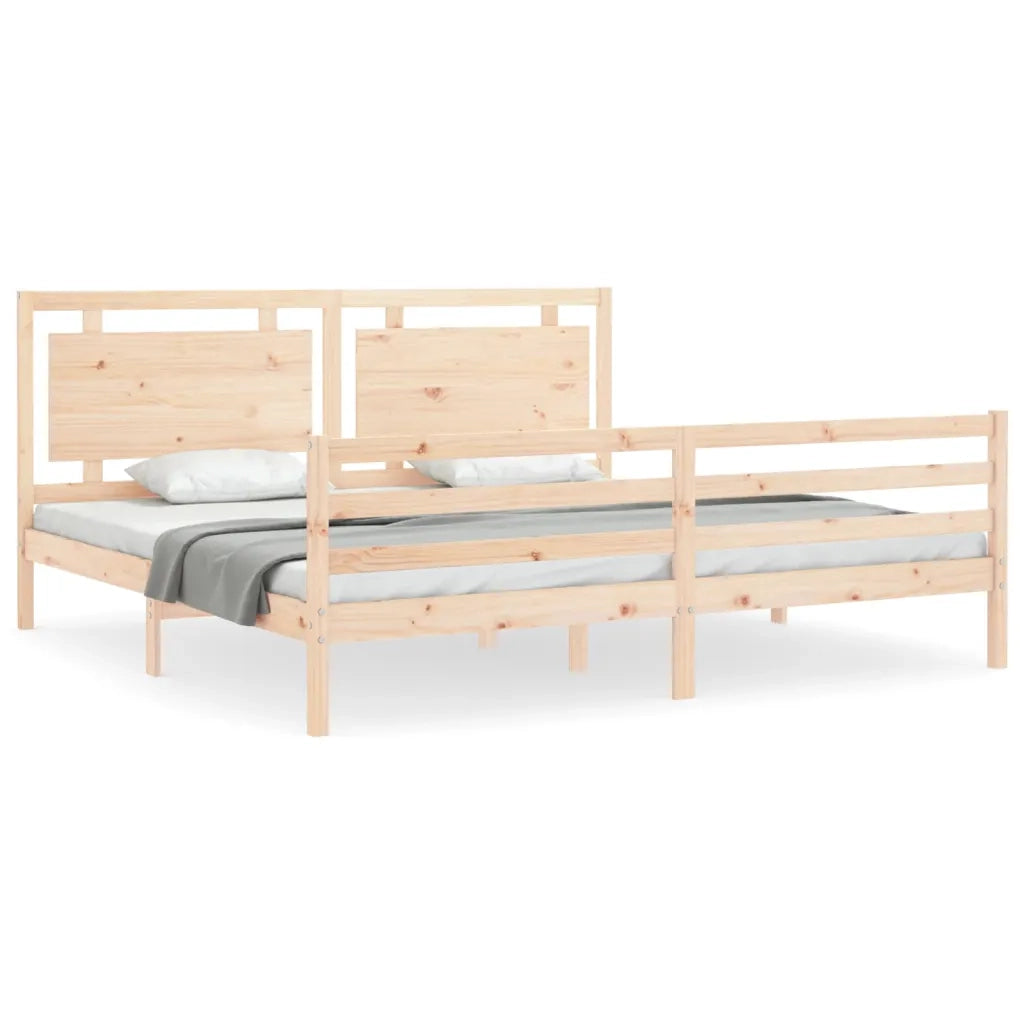 Giroletto con Testiera Super King Size-Struttura Letto in Legno Massello 627006