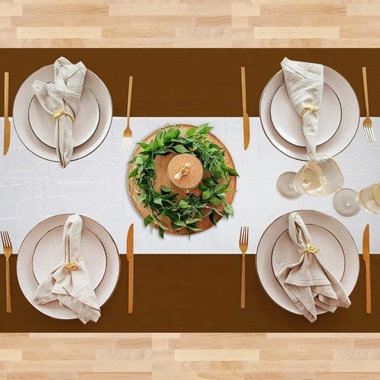 Tavolo da pranzo europeo Bianco 32 x 220 cm Tessuto in cotone Tessuto in lino Tavolo da pranzo a doppia imbottitura Tavolo da pranzo in tessuto lavabile Tavolo da pranzo di alta qualità
