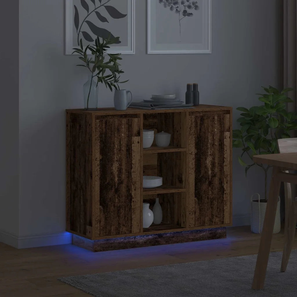 Credenza | Madia LED Legno vecchio 90 x 32 x 75 cm Legno multistrato