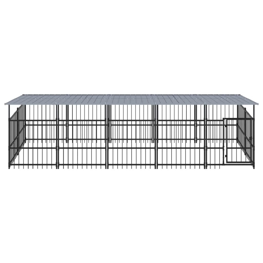 Cuccia gabbia per animali da esterno pac con tetto per cani in acciaio 9,38 m² nero 02_0041773