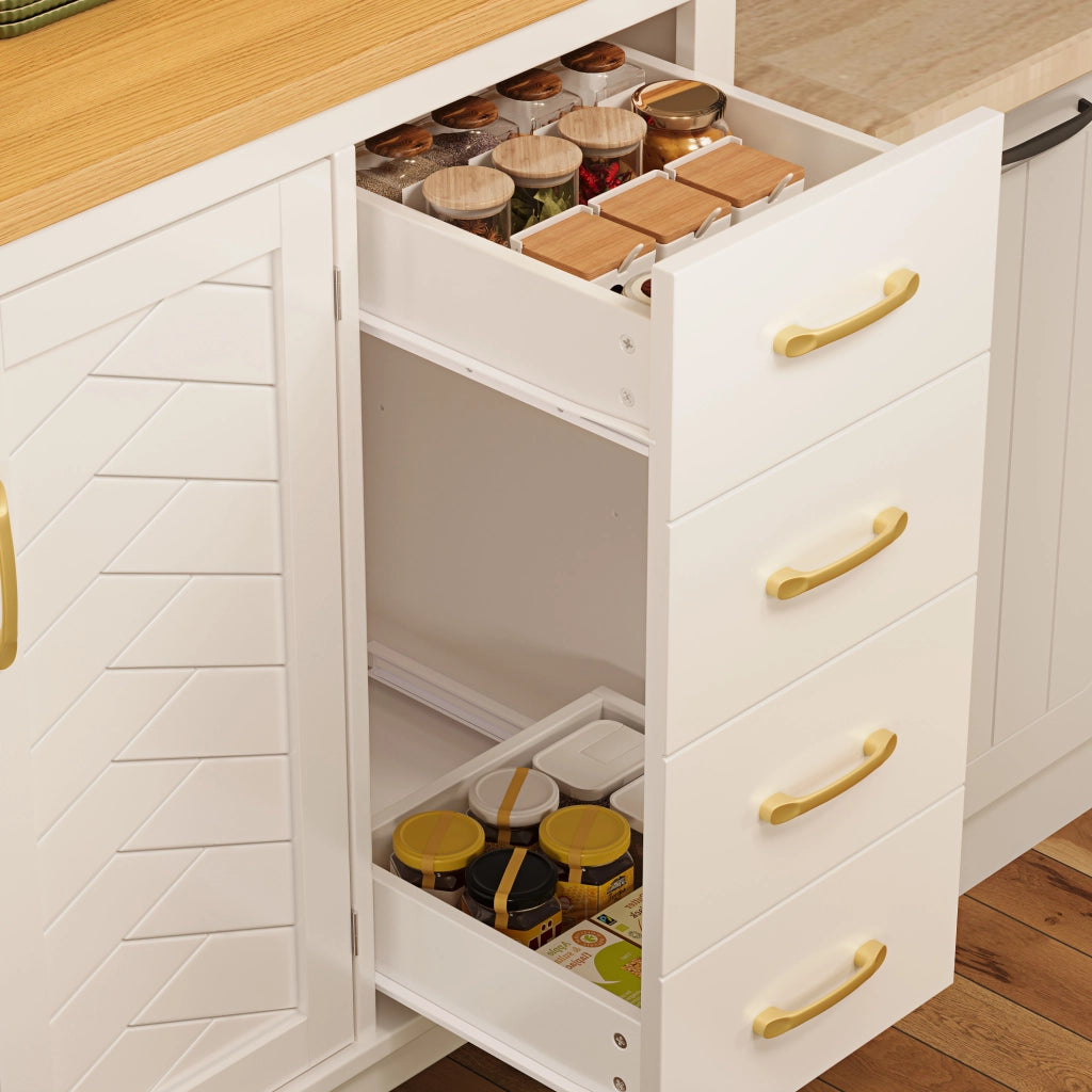 Credenza da cucina con LED, 105,5x40x180 cm, bianca