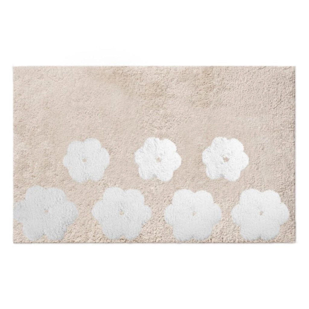Tappeto bagno Fiori beige antiscivolo cm 50x80