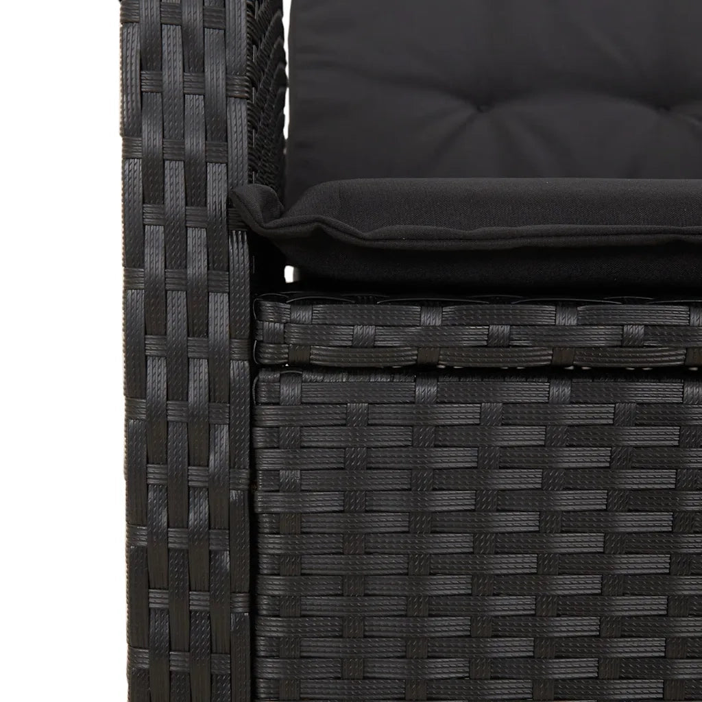 Set da Pranzo da Giardino 3 pz | Set Salotto da Giardino con Cuscini Nero in Polyrattan