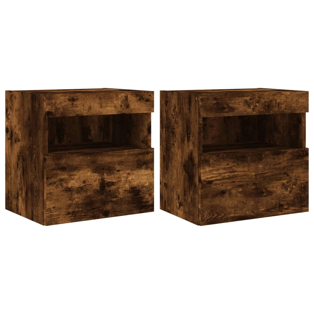 Mobili TV a Parete con Luci LED 2pz Rovere Fumo 40x30x40 cmcod mxl 87889