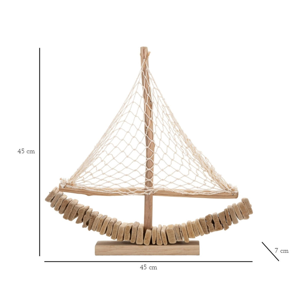 Scultura Barca 1, Marrone, Legno, 45x7x45 cm