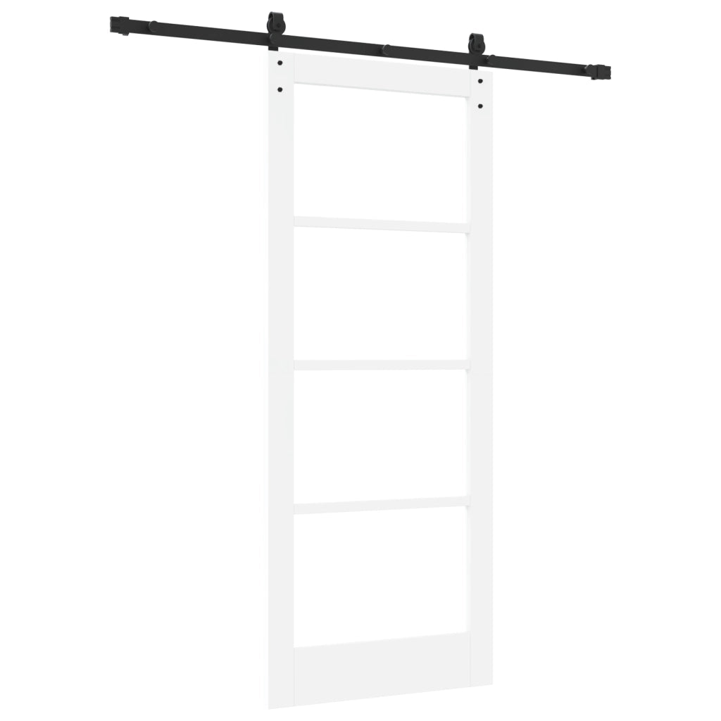 Porta Scorrevole  con Set di Accessori 'ORKDAL'Bianca in Legno e Vetro