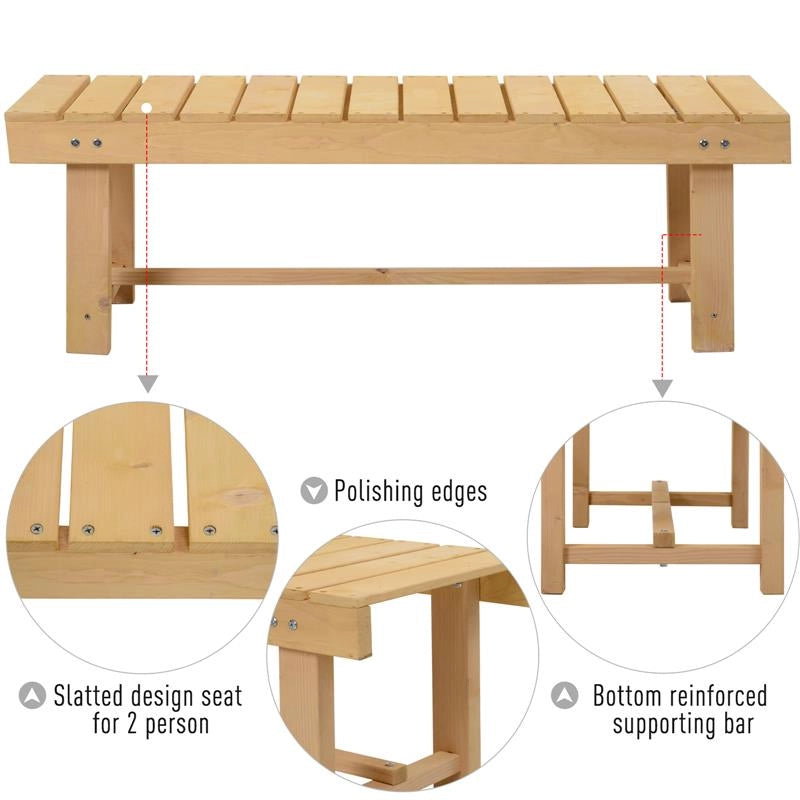 PANCHINA DA ESTERNI IMPERMEABILE 2 POSTI IN LEGNO DI ABETE 110 X 38 X 35 CM