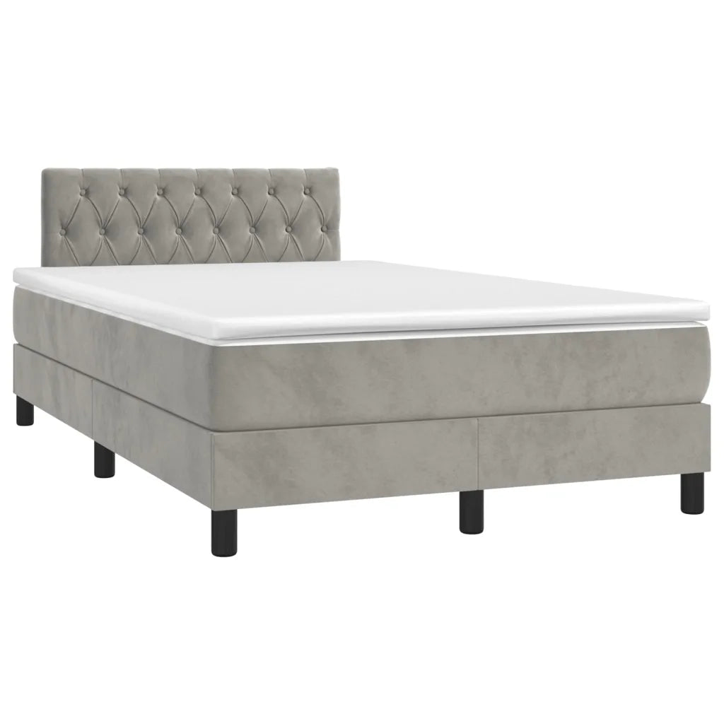 Letto a Molle con Materasso e LED Grigio Chiaro 120x200 cm Velluto
