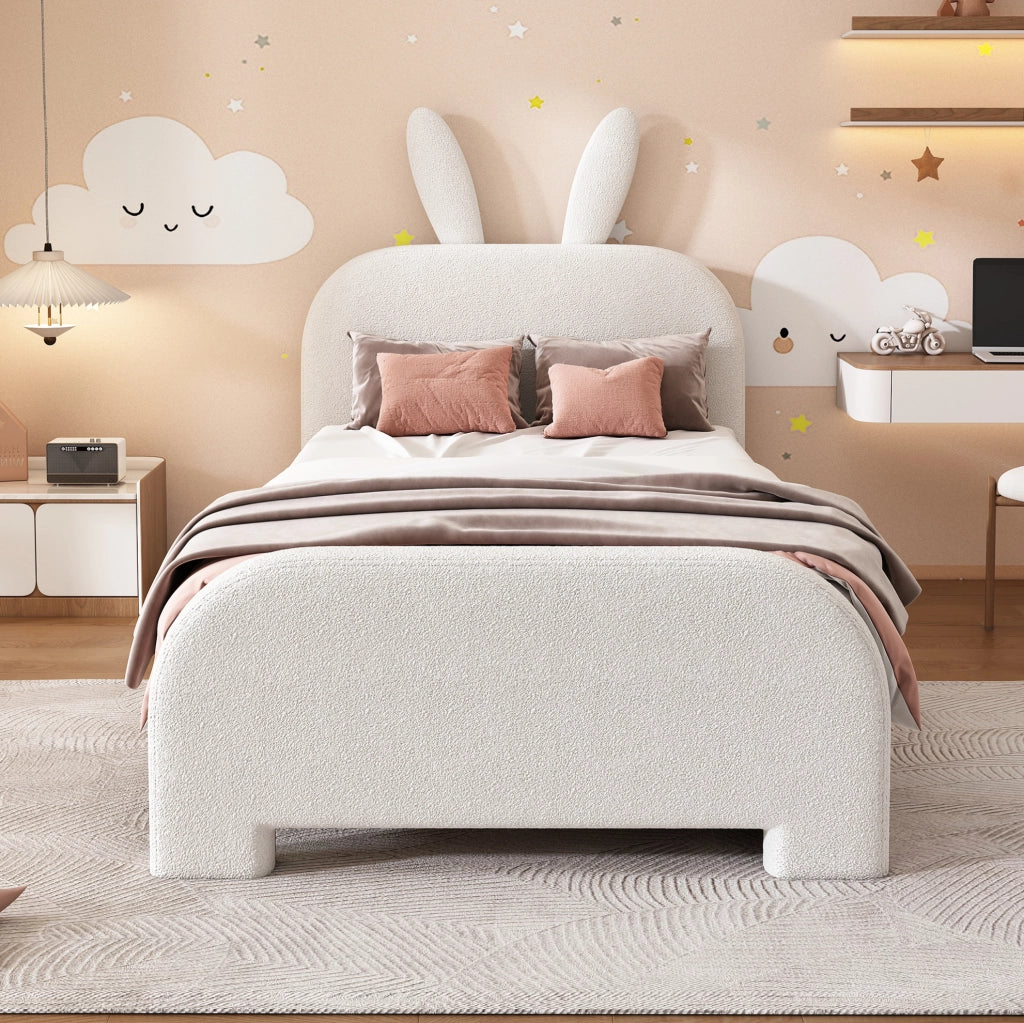 Letto singolo per bambini con coniglio e 2 cassetti 90x200 cm