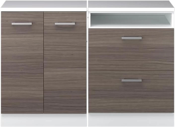 Set di mobili sottotetto Rion, Grigio nobile, 120 cm Set di 2 carcasse armadio profondità 60 cm, adatto per il salvaspazio sotto tetti spioventi