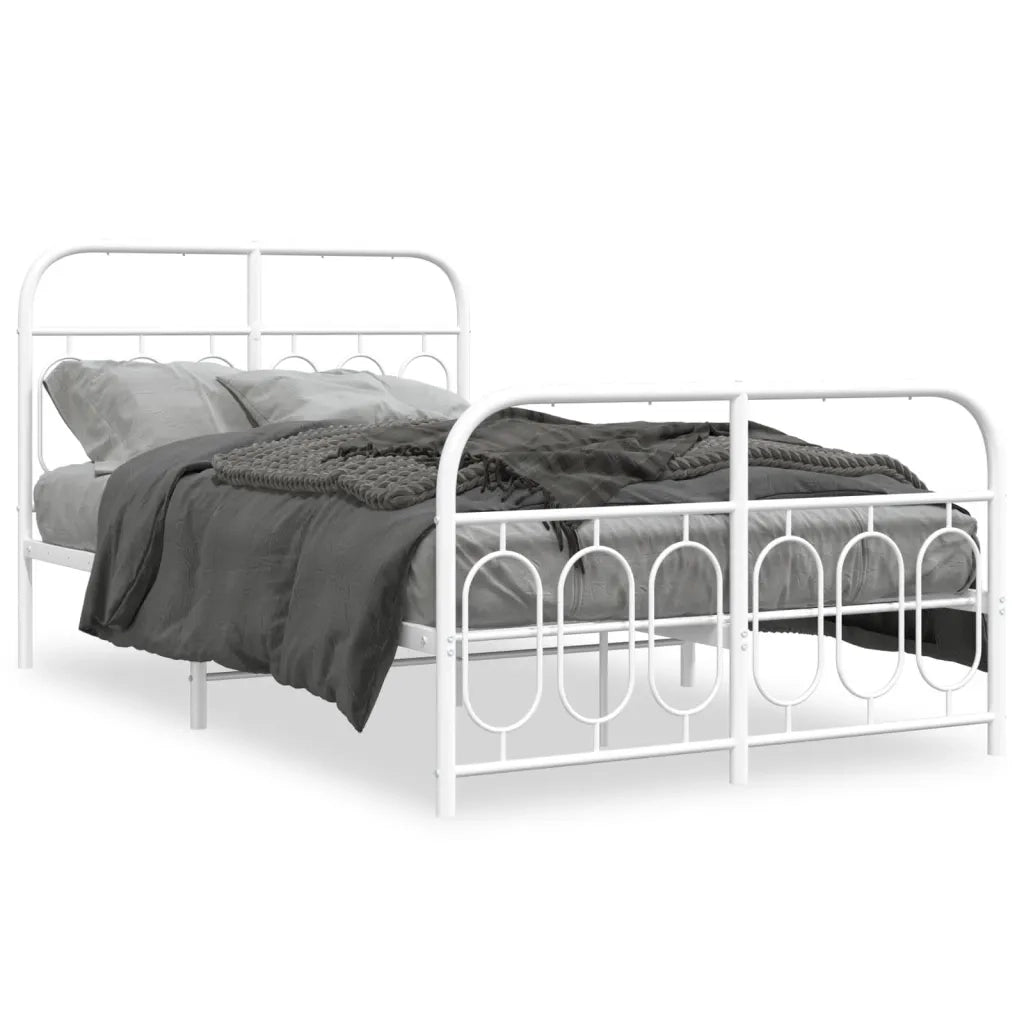 Giroletto con Testiera e Pediera-Struttura Letto Metallo Bianco 120x200 cm 489186