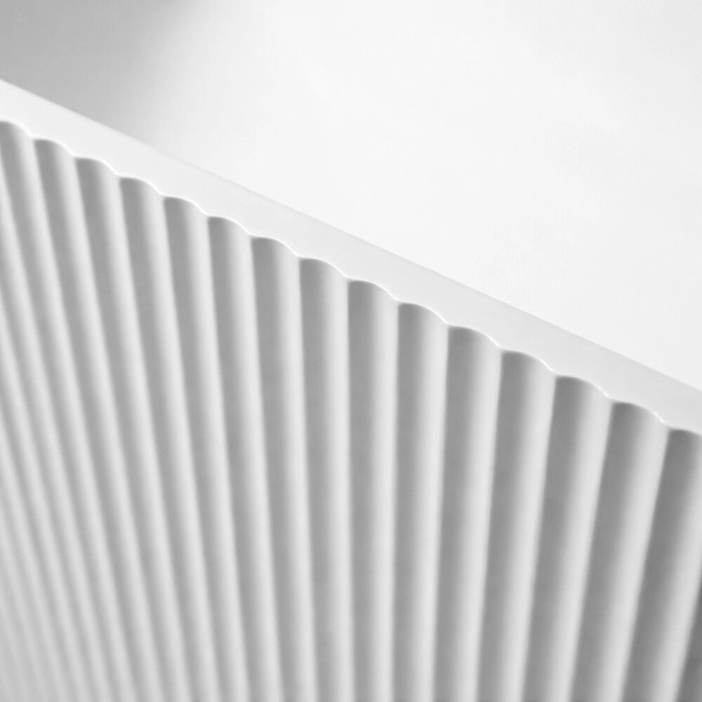 Vasca freestanding 170cm rettangolare con superficie cannettata in bianco lucido Venere