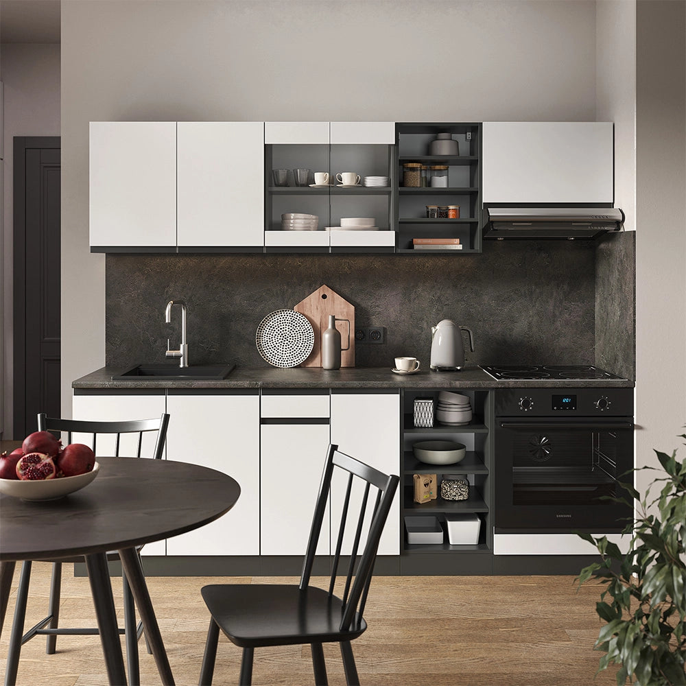 Vicco Cucina componibile Bianco/antracite 240 cm , PL Rovere