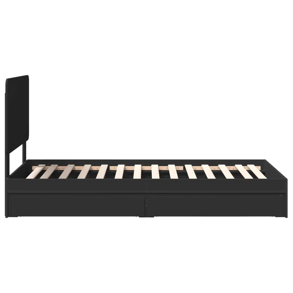 Letto con Contenitore Nero 75 x 190 cm Legno multistrato