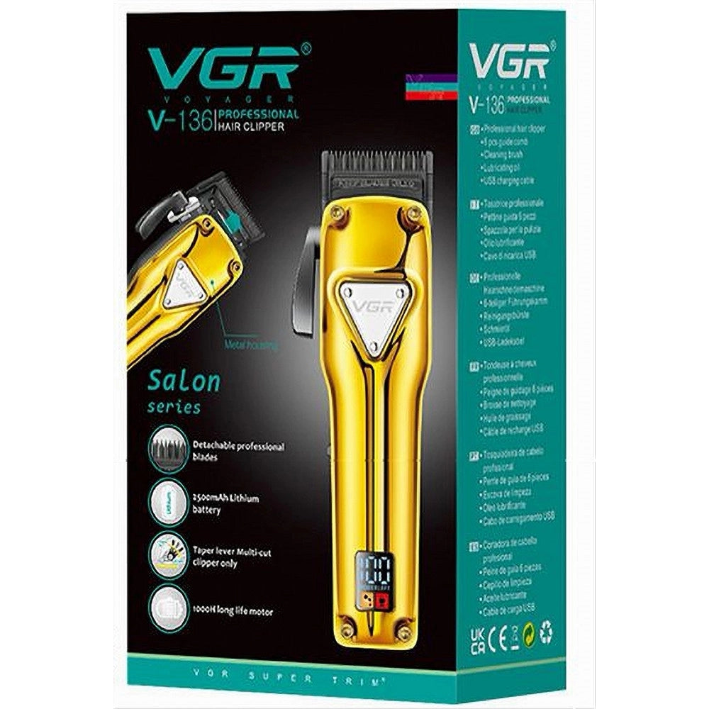 Tagliacapelli In Metallo Senza Fili Professionale Ricaricabile Usb Display V-136