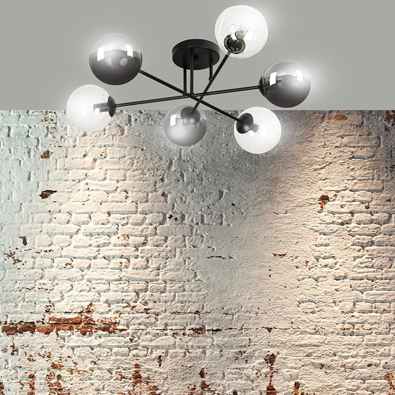 Lampadario Emibig Brendi 6xE14 nero vetro multicolore