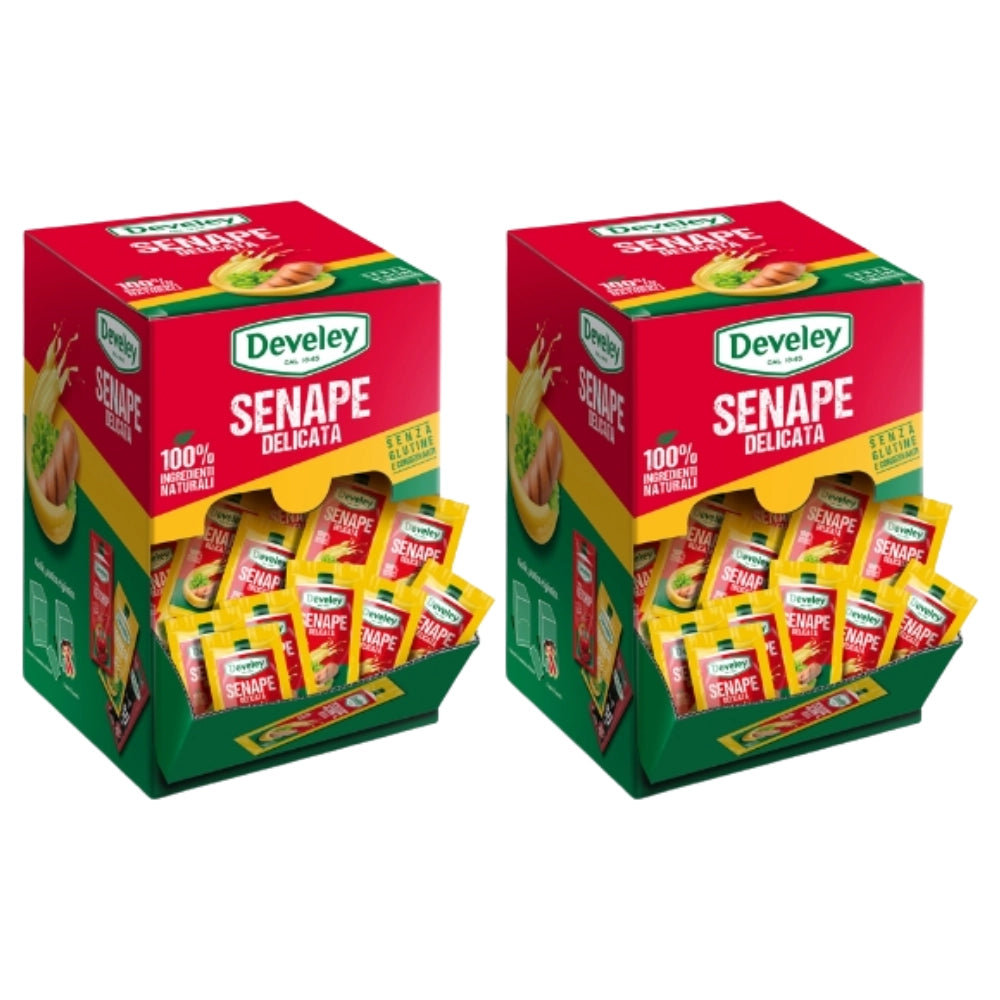 Develey senape delicata salsa 2 box con 100 bustine monoporzione ciascuno