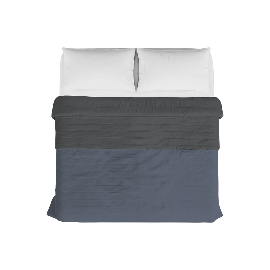 Trapuntino Estivo Double Face Effetto Water Washed Singolo 170x250 cm in Poliestere Blu e Grigio Scuro